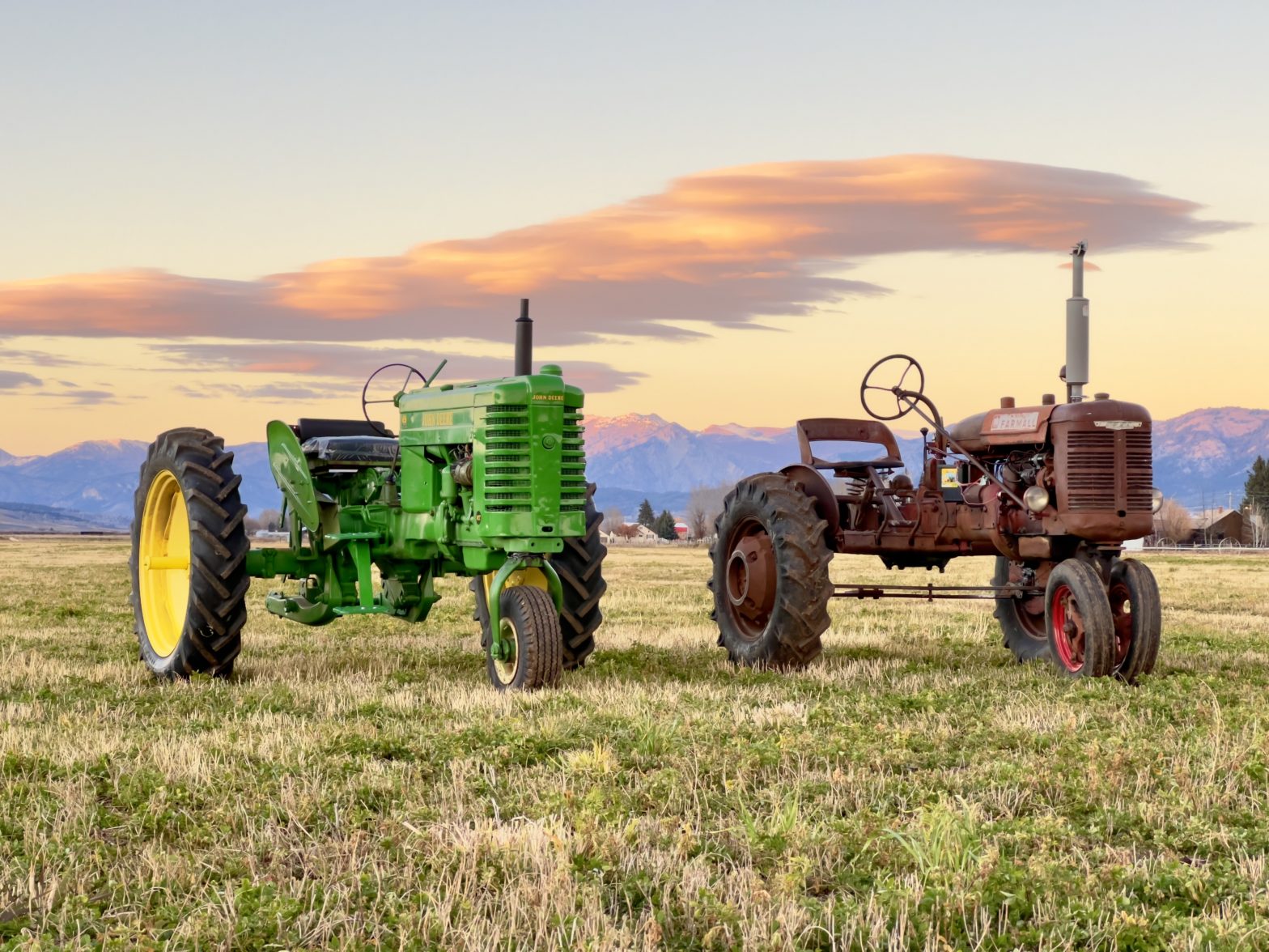 John Deere MT and Farmall B Side By Side